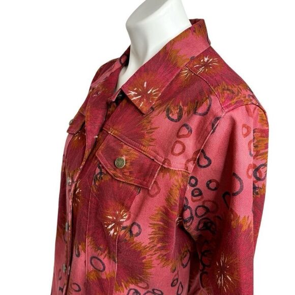 French Laundry burgundy print denim jacket size L - Picture 5 of 13